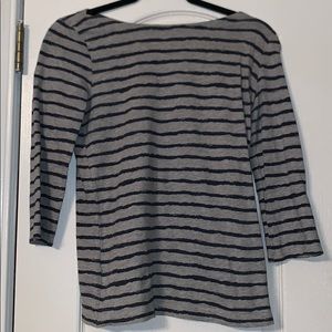 LOFT gray and navy striped tee
